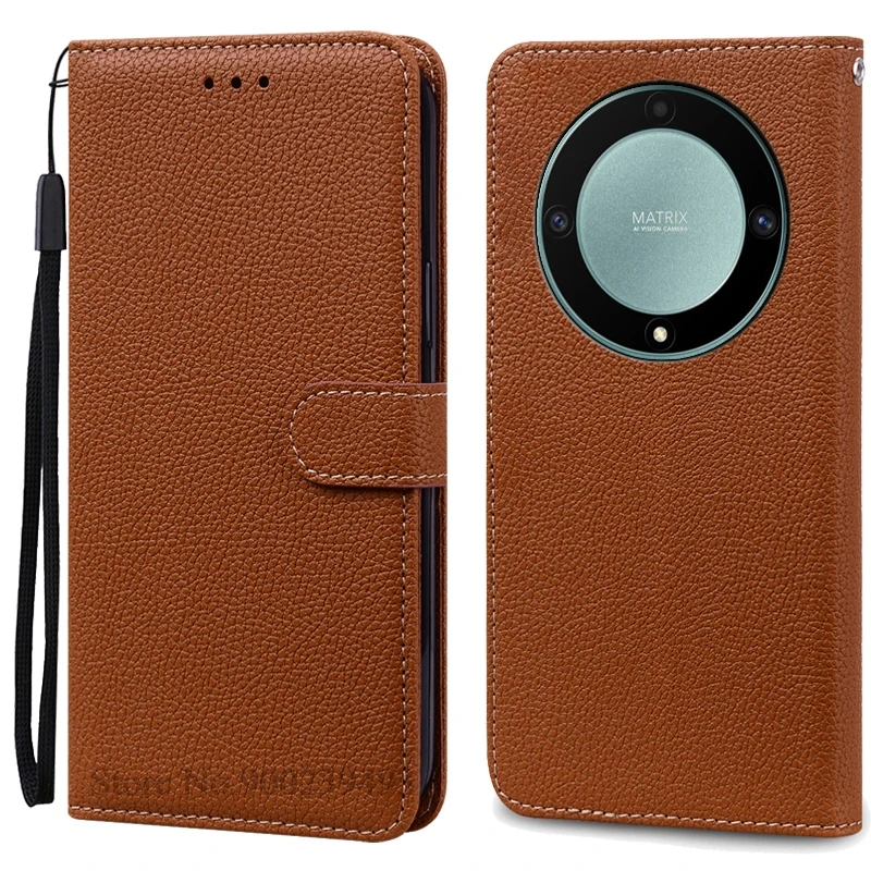 Luxury Leather Flip Wallet Cover for Honor X9A 5G - Premium Silicone Protection