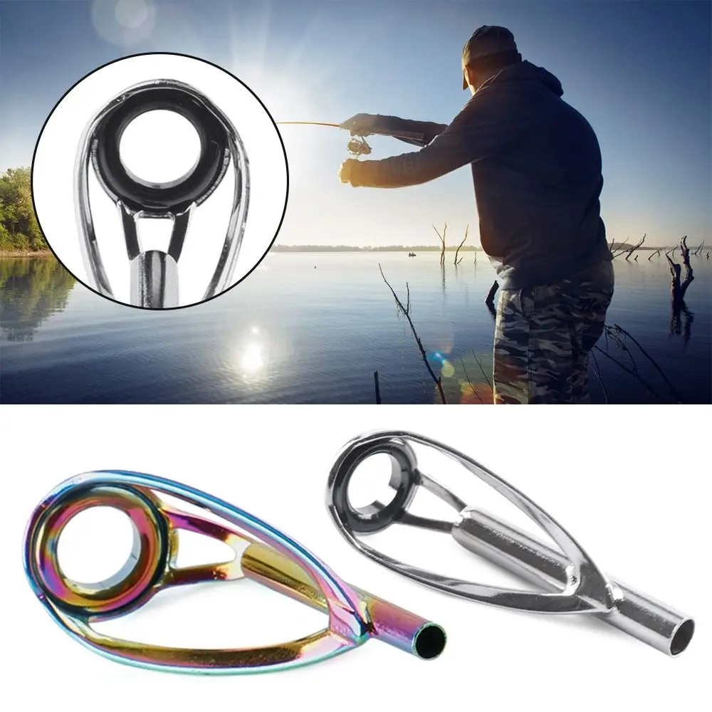 5Pcs Fishing Rod Guide Tip Eye Top Durable Tackle Guide Ring Repair Kit  Professional Fishing Rod Stainless Steel Parts Circle