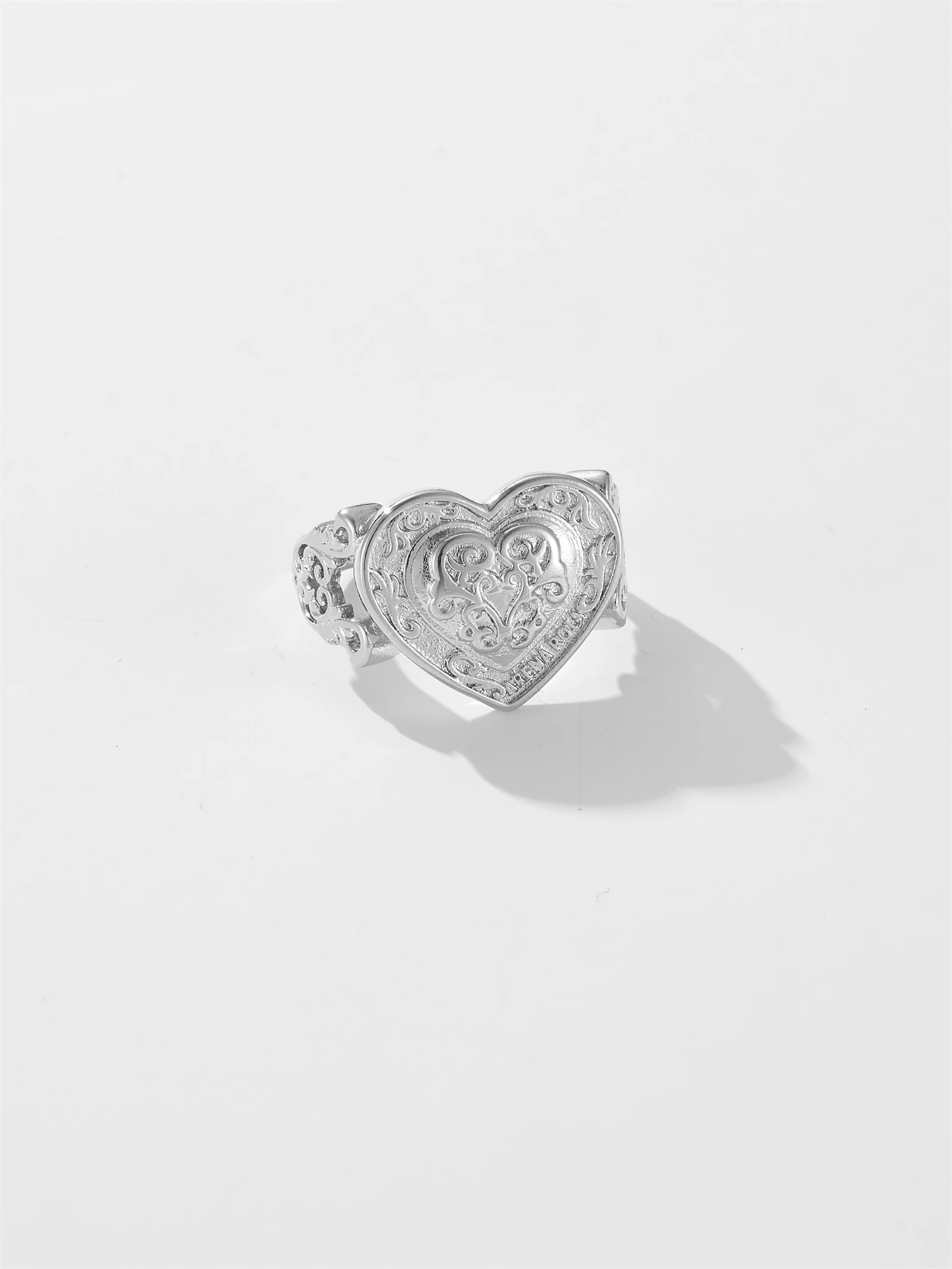 DPLAOPA-925 Sterling Silver Gold Heart Resizable Ring for Women, Luxury Big Ring, Fine Jewelry, Thick Ring, 2023 2