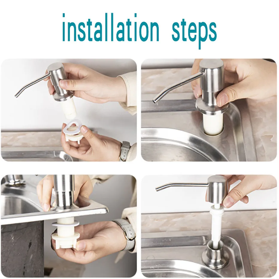 500ML Kitchen Sink Liquid Soap Dispenser Pump Stainless Steel Liquid Soap Bottle Sink Mount Hand Pressure Dispenser Bottle soap dispenser soap liquid box pressing soap liquid box