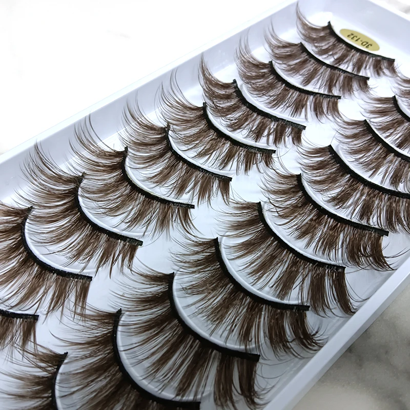 Description Picture 4 of itemOKAYLASH Blond False Eyelashes 10 Pairs/Case Light Dark Brown Fake Colored Eye Lashes 3D Fluffy Cils