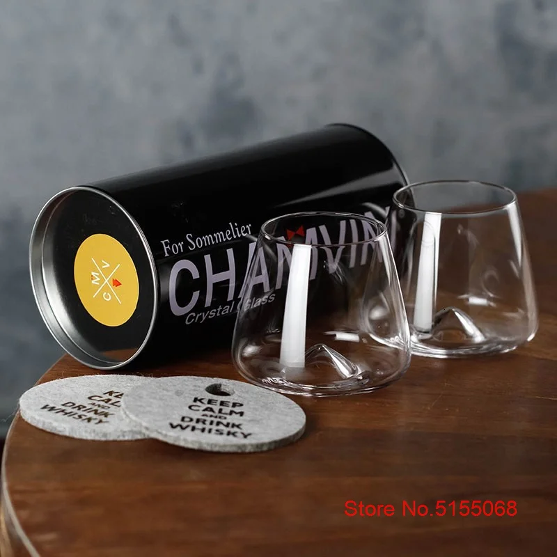 Whiseddy Crystal Scotch Whiskey Glass Rocks Glasses Tumbler Eddy Bottom Swirl Designer Wine Cup for Bar Verre Whisky Shot Glass