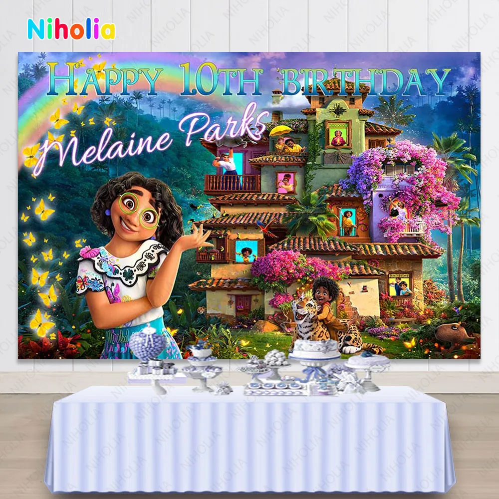 Toile De Fond Disney Encanto Pour Fête D'enfants, Stand De Toile De Fond  Pour Photomaton, Rideau De Décorations Murales En Miroir D'anniversaire  Pour Enfants, 120x80cm - AliExpress