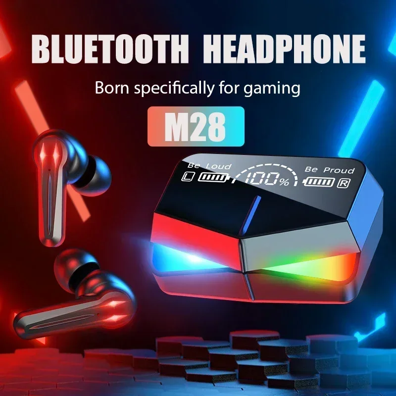 Original M28 Wireless Headphones Bluetooth 5.3 Earphones sport Earbuds Headset With Mic Charging box Headphones For smartphones 3