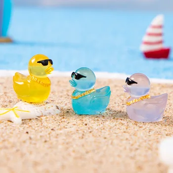 10/20pcs Luminous Mini Resin Ducks,Glow in The Dark Cool Style Mini Duck Figures For DIY Fairy Garden Micro Landscape Aquarium 2