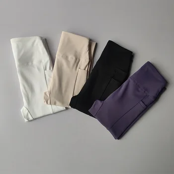 Fleece-in-warm Yoga Leggings Women High Waist Lifting Hips with Pocket Elastic Running Exercise Quick-drying Tight Fitness Pants 2