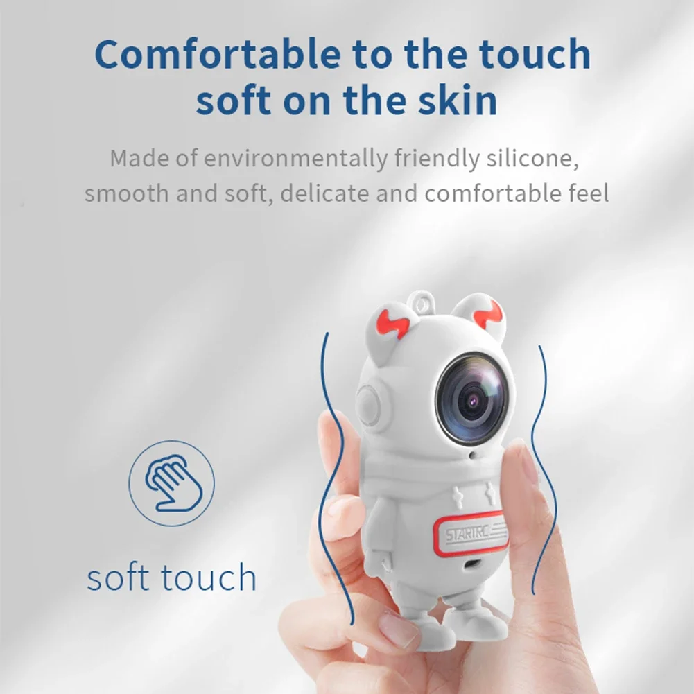 For Insta360 GO 3 Camera Silicone Case Spaceman Silicone Protective Cover Scratchproof Cartoon Silicone Case with Anti-Lost Rope