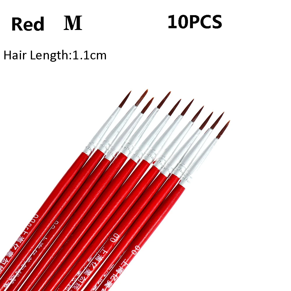 Set of 10 Nylon Fine Point Art Brushes