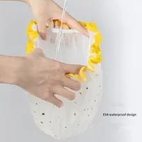 Waterproof Double-Layer Shower Cap Starry Sky Design Fashion Reusable Bathing Hat Kitchen Oil-proof Sanitary Hat 2