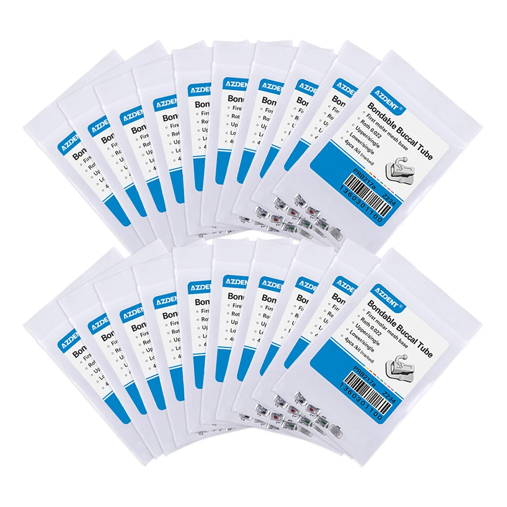 20 Packungen = 80 Stück Azdent Dental Orthodontic Bondable Buccal Tube 1./2. Molaren mit Netzbasis, nicht umwandelbar, Einzelrohr, Roth/MBT Ortho – Detail 8