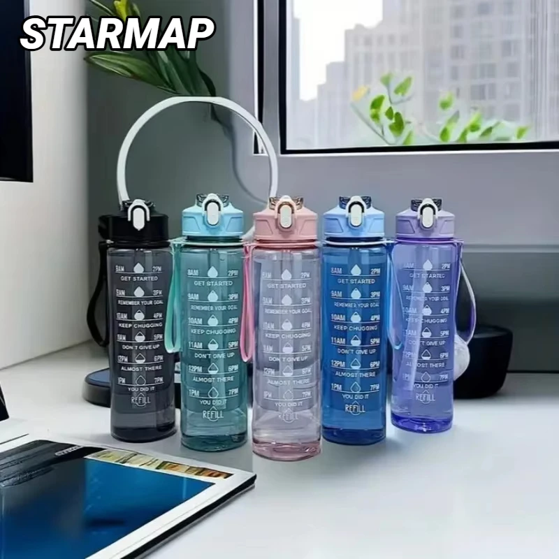 Enhance your hydration experience with the Time-Tracking Leak Proof Water Bottle - Designed for Easy Carry and Outdoor Adventures