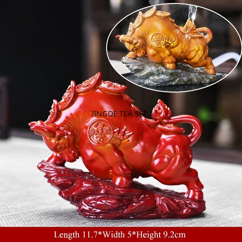 Creative Ceramic Color Changing Tea Pet Zodiac Ox Hot Water Color Changing Tea Table Animal Ornament
