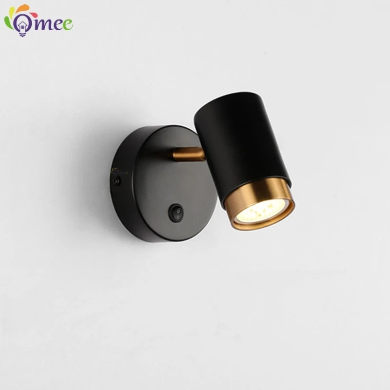 Wall Lamp Black White Modern Aisle Wall Light Adjustable For Bedside Bedroom Lights Corridor sconce AC110-240V GU10 LED Switch