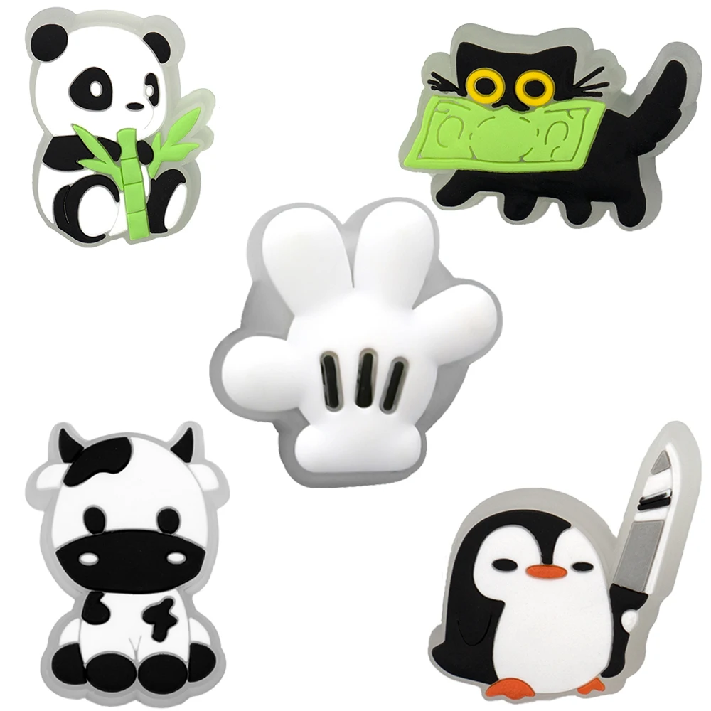 5PCS LED Clog Shoe Charms Cute Animal Duck Gamepad Pig Black Cat Shoe Buckle Accessories Pins for Women Men Cute Shoe Decoration view 3