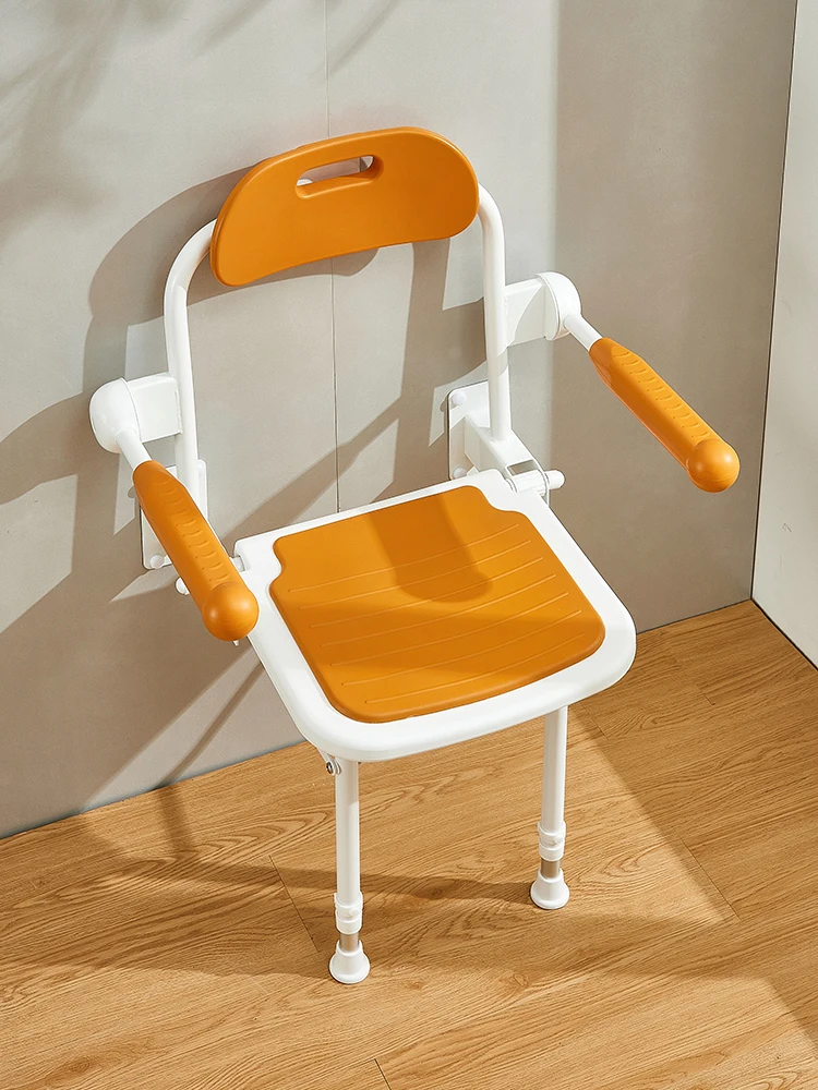 Elderly pregnant woman bathroom orange bath chair foldable the elderly bath stool non-slip 2