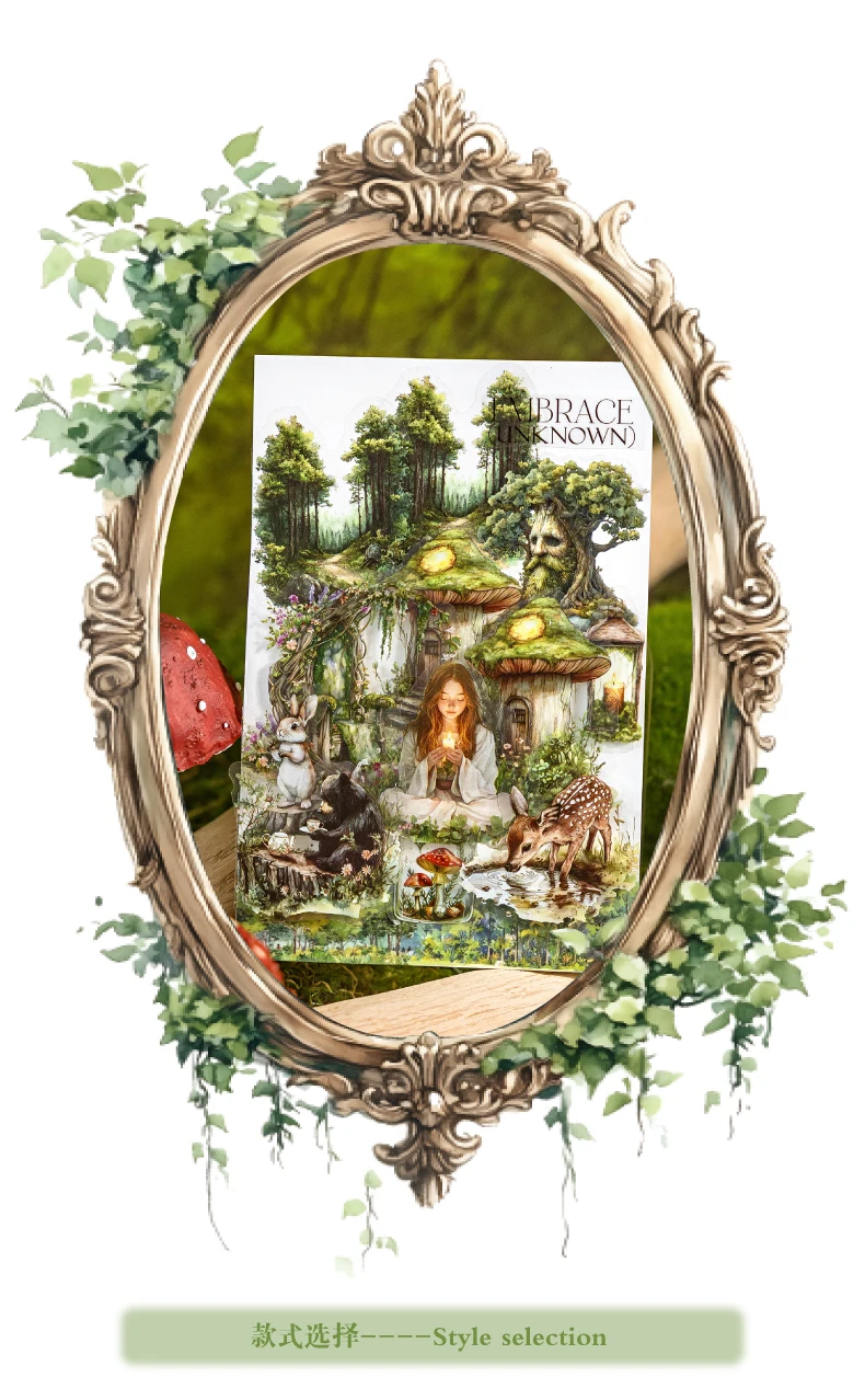 JIANQI 30 Stück Forest Fantasy Series PET-Material Dekorative Aufkleber Tagebuch Album Scrapbooking-Material Junk Journal Supplies – Detail 5