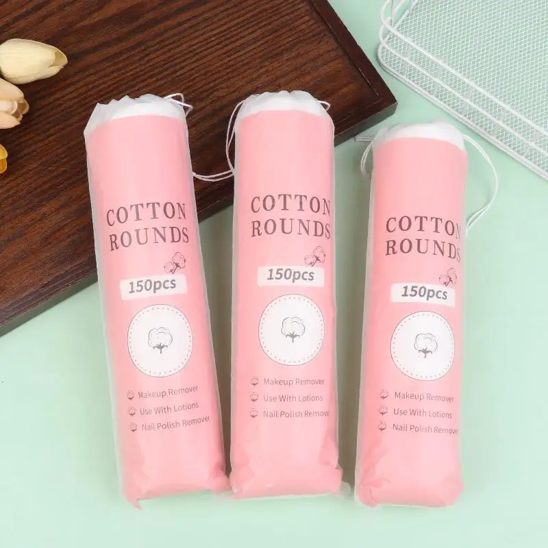 100/300개 일회용 면 패드 클린 코튼 페이스 네일 폴리시 리무버 라운드 소프트 페이스 클렌징 메이크업 제거용 면 패드