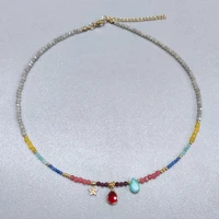 Collier de perles de perles naturelles pour hommes et femmes, pendentif goutte d'eau multicolore, bijoux en pierre bohème, breloque à la mode, décoration de collier 5