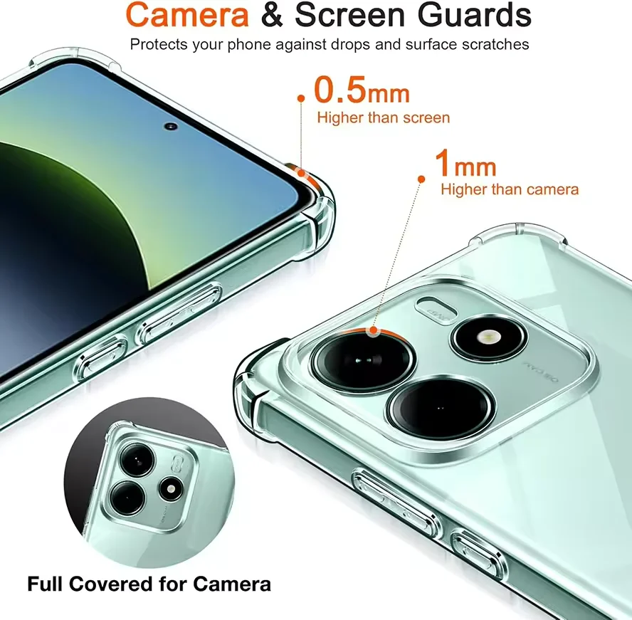 Luxury Shockproof Silicone Soft Clear Thin Phone Case Cover