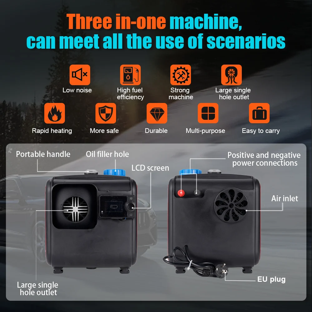Portable Bluetooth Diesel Heater for Trucks, RVs & Indoor Use | 8KW Power | Multi-Voltage