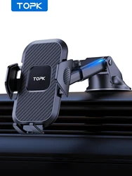Universal Car Dashboard & Windshield Phone Holder with Secure Clamp System (Black)