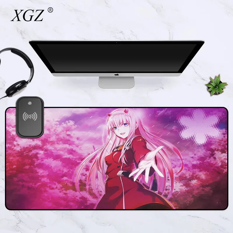 

DARLING In The FRANXX Zero Two Wireless Charging Computer Mousepad Pc Setup Desk Keyboard Gamer Table for Pc Gaming Accessories