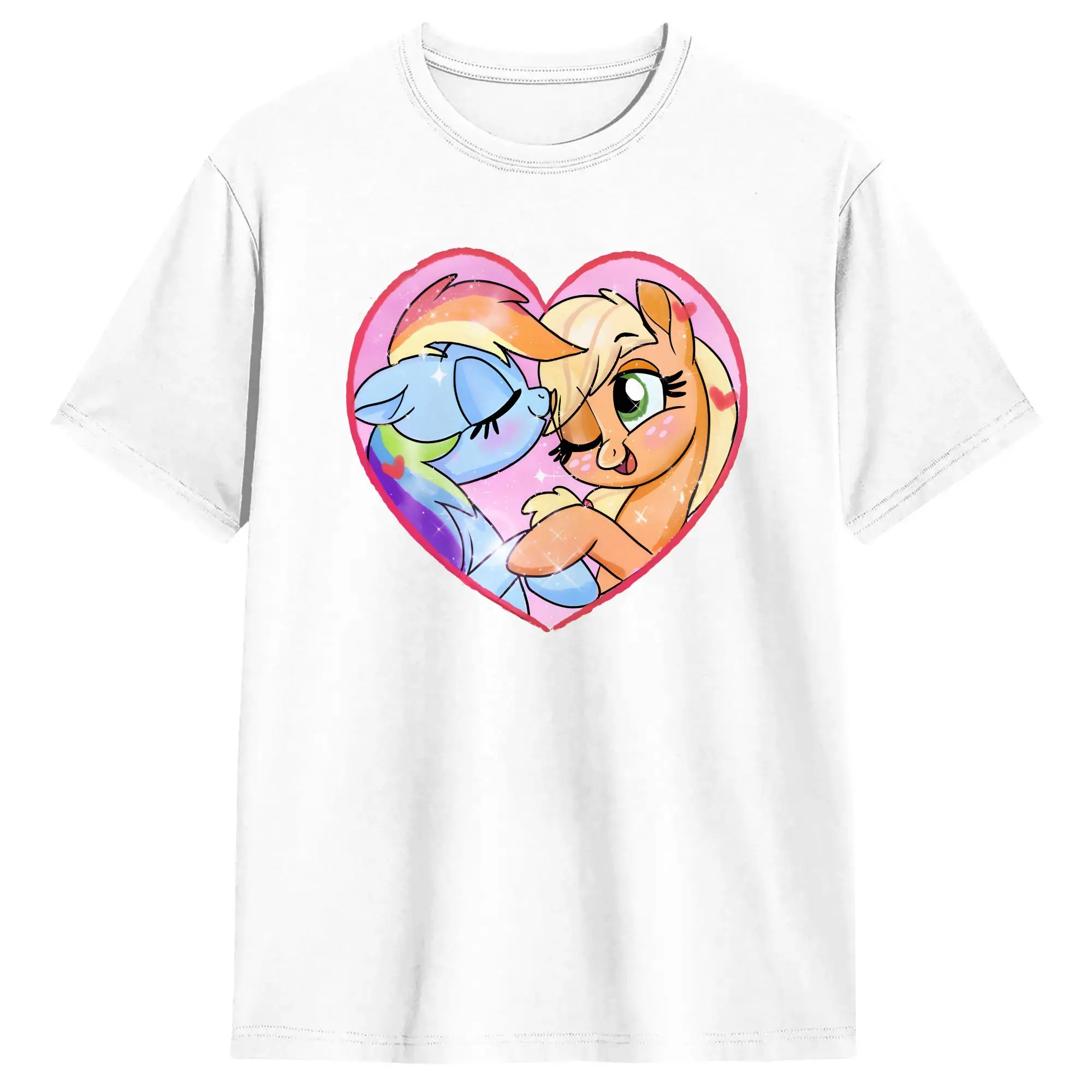 Rainbow Dash And Friends Herren-T-Shirt Appledash Neuheits-T-Shirt Kurzarm-T-Shirt mit Rundhalsausschnitt Baumwolle Neu eingetroffene Kleidung