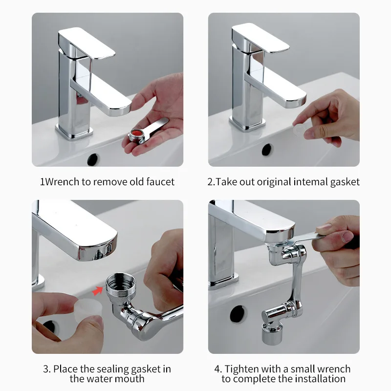 Universal 1080&deg; Rotation Faucet Spray Head Extender Tap Adapter Splash Bubbler Nozzle Kitchen Washbasin
