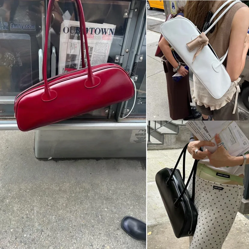 

South Korea Autumn and Winter New Large Capacity One-shoulder Cowhide Underarm Bag French Stick Bag