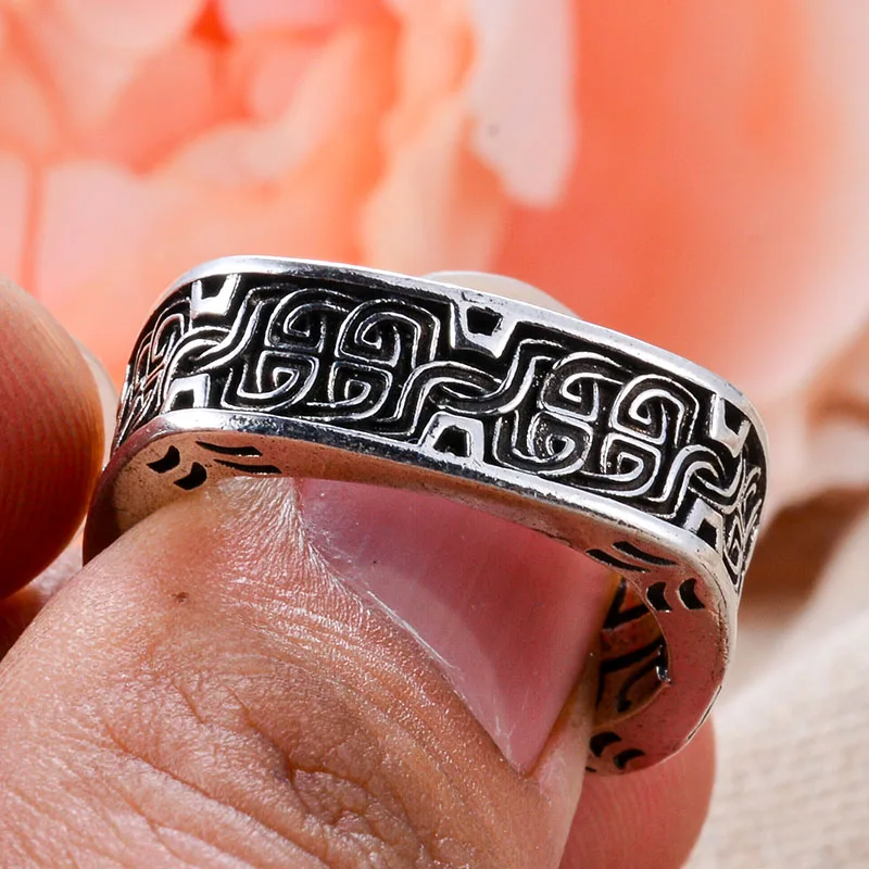 Promotion%20Jewelry%20Carving%20Pattern%20Square%20Design%20Retro%20Thai%20Sier%20Unisex%20Ring%20For%20Women%20Man%20Gifts%20Never%20Fade%20-%20Image%204