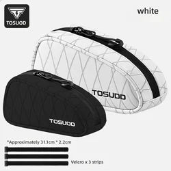 TOSUOD Portable Bike Triangle Frame Bag - Compact Tool and Accessory Storage (Black - white)