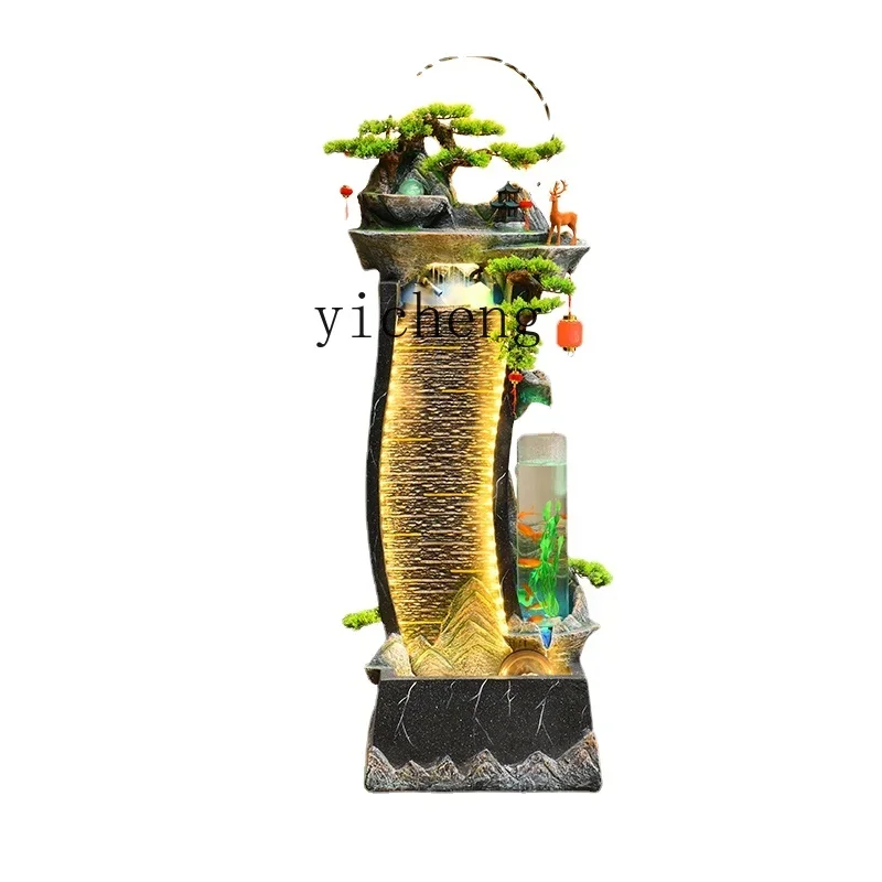 

Zc Water Fountain Indoor Landscape Landscape Lucky Fish Tank Living Room Office Floor Humidifier Decoration