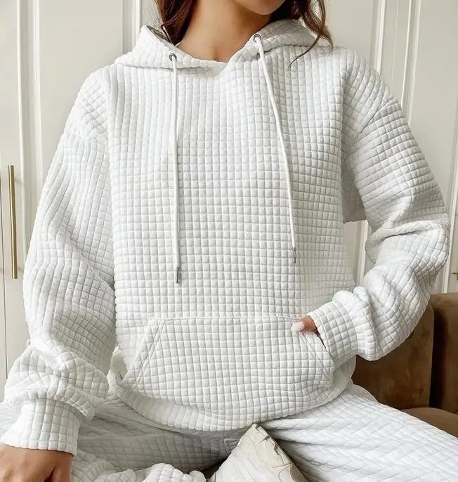 

Женские свитшоты 2023, модный однотонный Повседневный пуловер с круглым вырезом и длинным рукавом и карманами, повседневный свитшот с капюшоном