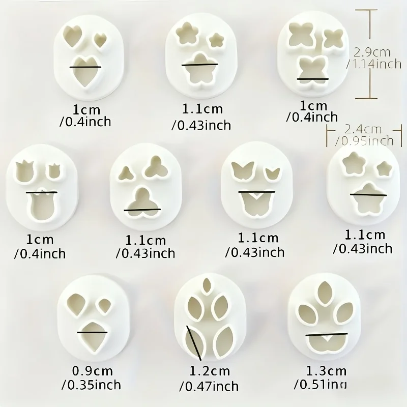 10Pcs 미니 꽃 잎 나비 마이크로 폴리머 클레이 커터 세트 귀걸이 클레이 몰드를위한 작은 보석 만들기 도구