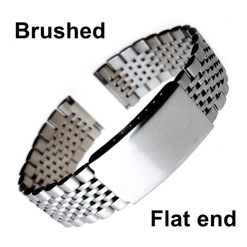 Premium Curved End Stainless Steel Watch Strap with Folding Buckle