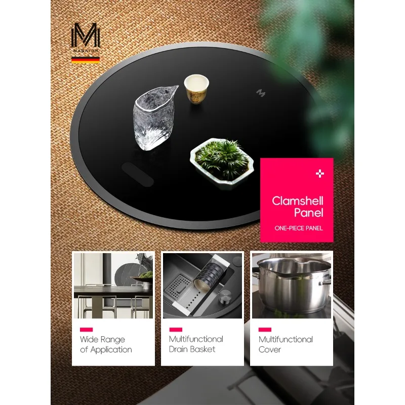 MABATON Circular Sink with Hidden Design and High-Pressure Cup Washer