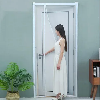 Moustiquaire magnétique blanche pour porte et fenêtre, ouverture latérale, rideau de taille personnalisée, maille anti-insectes et filet Invisible anti-moustiques ﻿ 1