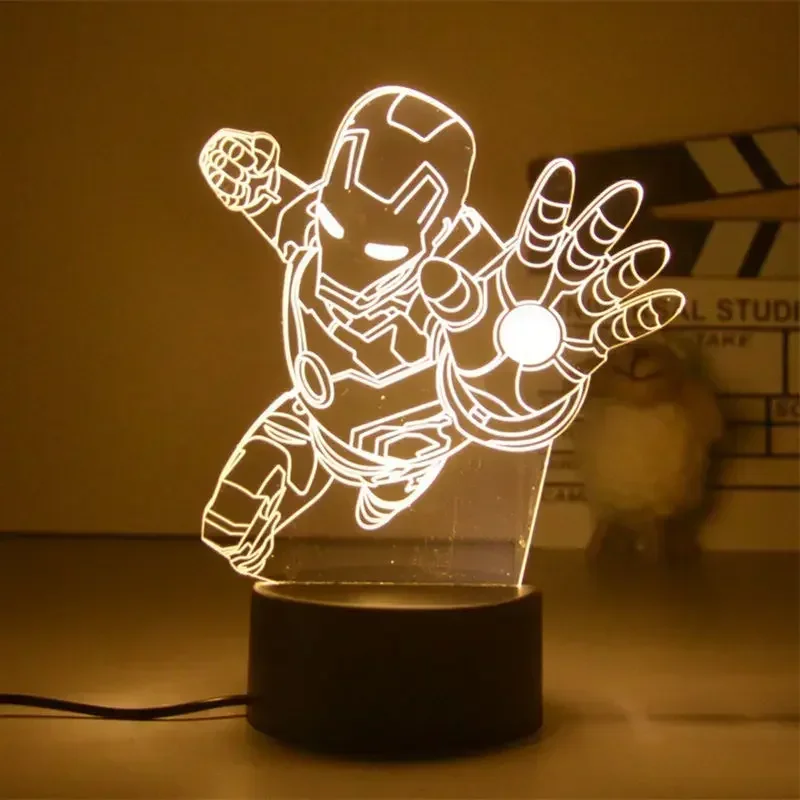 Ironman Spiderman Disney Мстители Marvel Loki светодиодный светящаяся лампа, ночник, креативная игрушка, Коллекционная модель, подарок