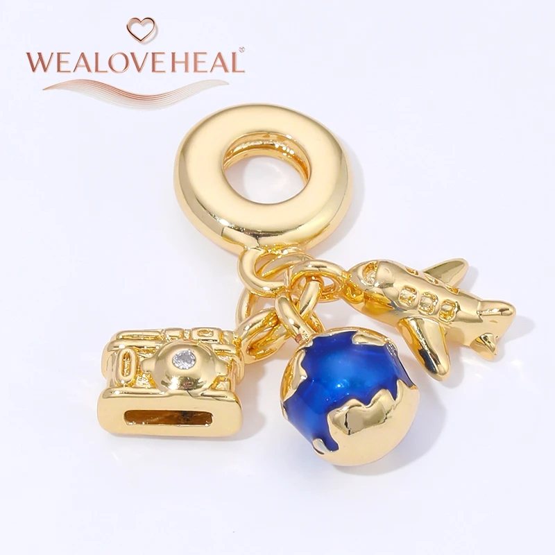 charms für armbänder,18K vergoldete blaue Emaille-Anhänger in Form von Reise-, Baseball-, „You Light Up My Life“-Vogel- oder Doppelherz-Motiven für DIY-Armbänder und Schmuckherstellung – Detail 20
