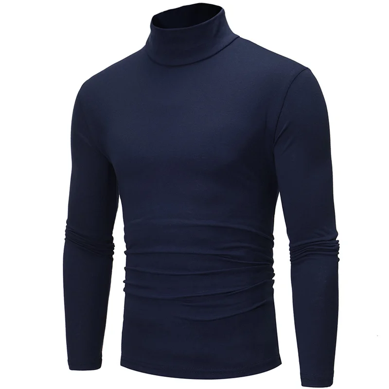 Turtleneck For Men Solid Colour Slim Elastic Thin Pullover Men Spring Autumn Turtleneck Men Knitting Brand Basic T-shirt Men men sweaters Sweaters