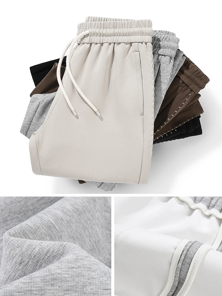 2025 Autunno Nuovi pantaloni sportivi in cotone pesante da uomo Tessuto strato d'aria di alta qualità Pantaloni sportivi dritti vestibilità ampia Pantaloni in maglia drappeggiati 2