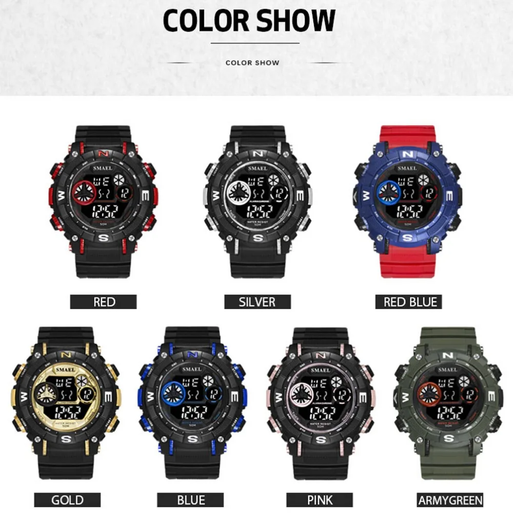 Fsahion Men Digital Watch Outdoor Sports Multifunctional Electronic Watch Leisure Waterproof Luminous Watches Reloj Para Hombre