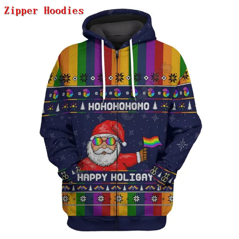 Rainbow Santa Claus Christmas 3D Printed Hoodies Streetwear Women For Men Sweater/Sweatshirt/Zipper Hoodies