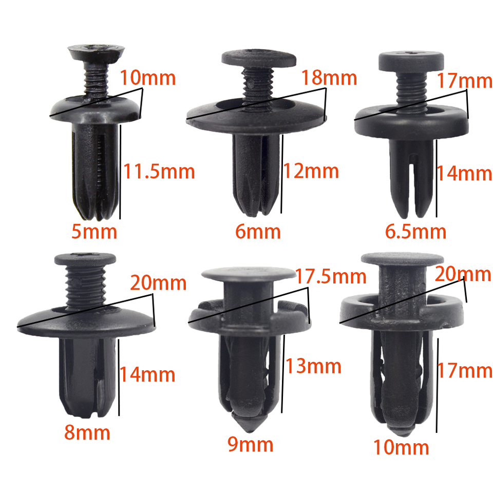 High Quality 5mm 6mm 7mm 8mm 9mm 10mm Hole Car Retainer Plastic Clips Fasteners Auto Trim Panel Clip Mixed Car Body Bumper Rivet