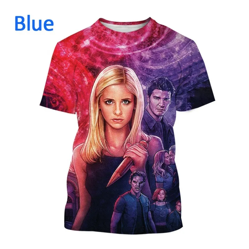 

3D Printing Series Buffy The Vampire Slayer Men's Casual Round Neck Hip-hop Funny Oversized Short-sleeved T-shirt Tops
