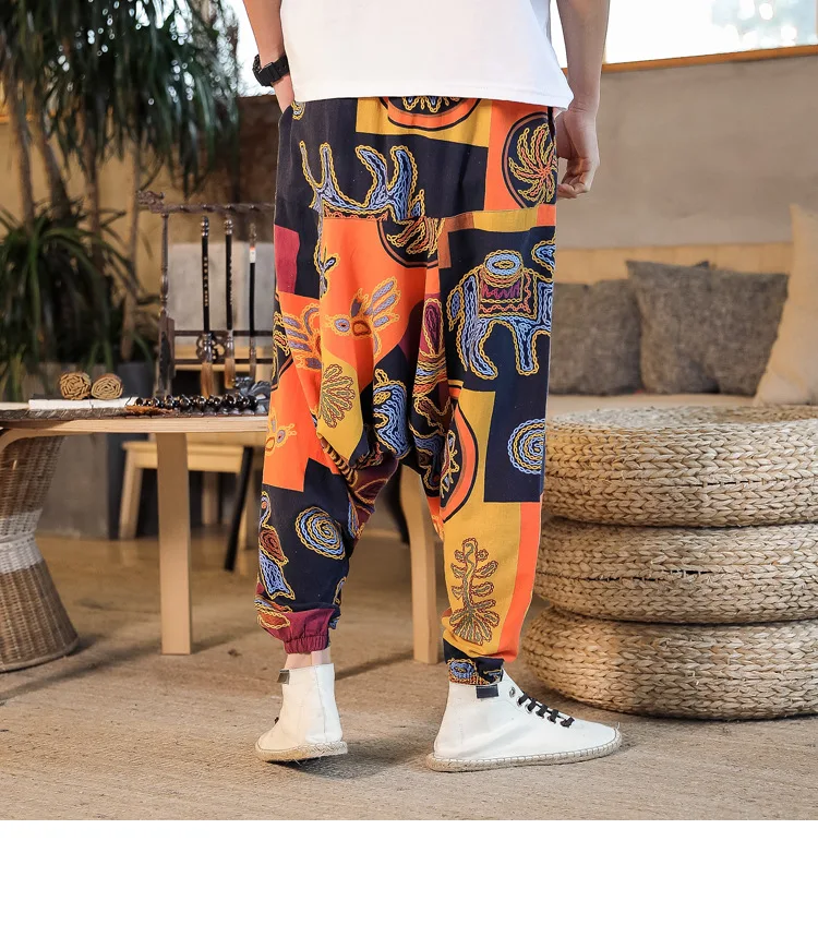 2022 Summer Mens Baggy Cross Pants Men Women Hip-hop Print Wide Leg Pants Male Casual Vintage Long Trousers mens harem joggers