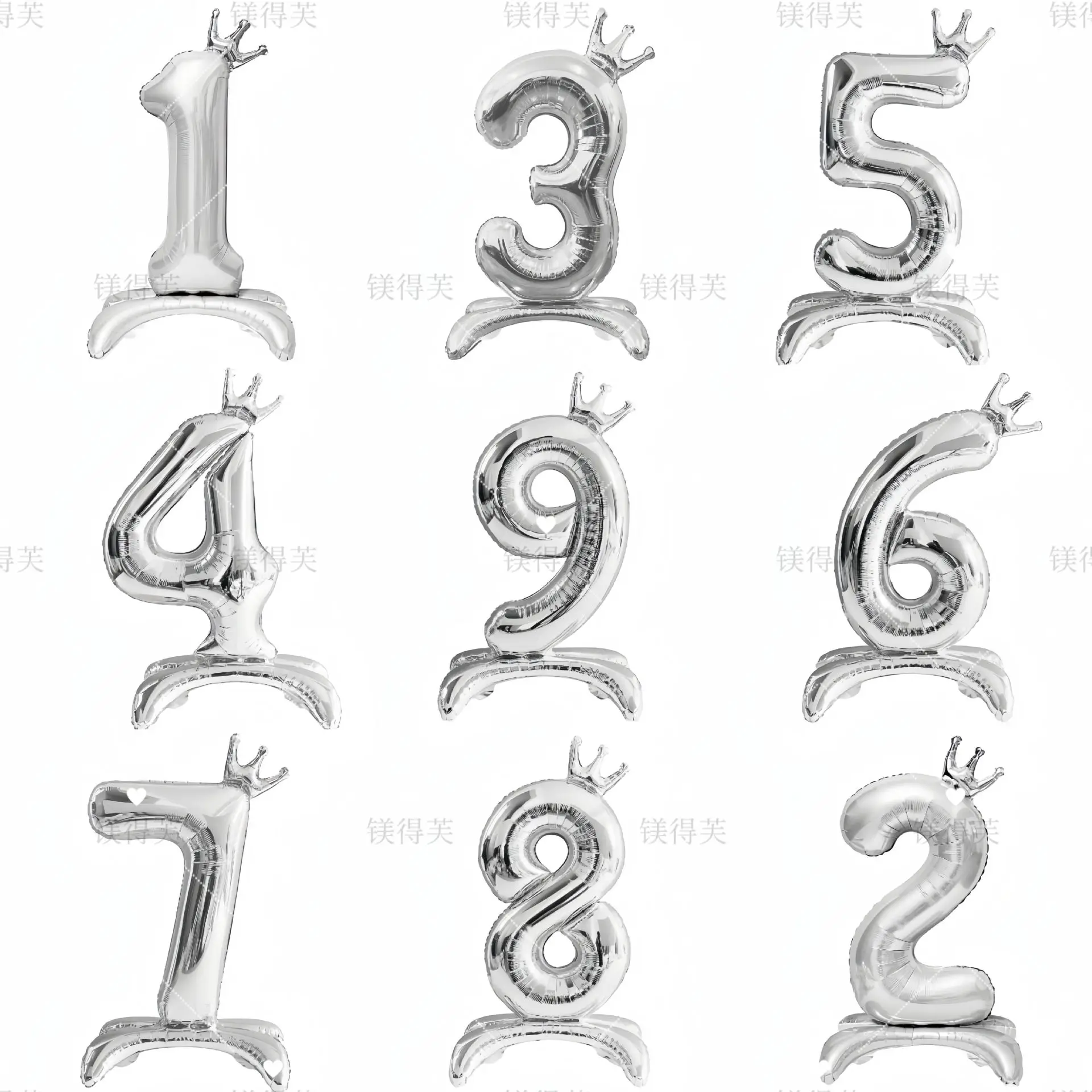 

32 Inch Silver Crown Standing Number Aluminum Film Balloon Baby Birthday Party Photo Decoration Props