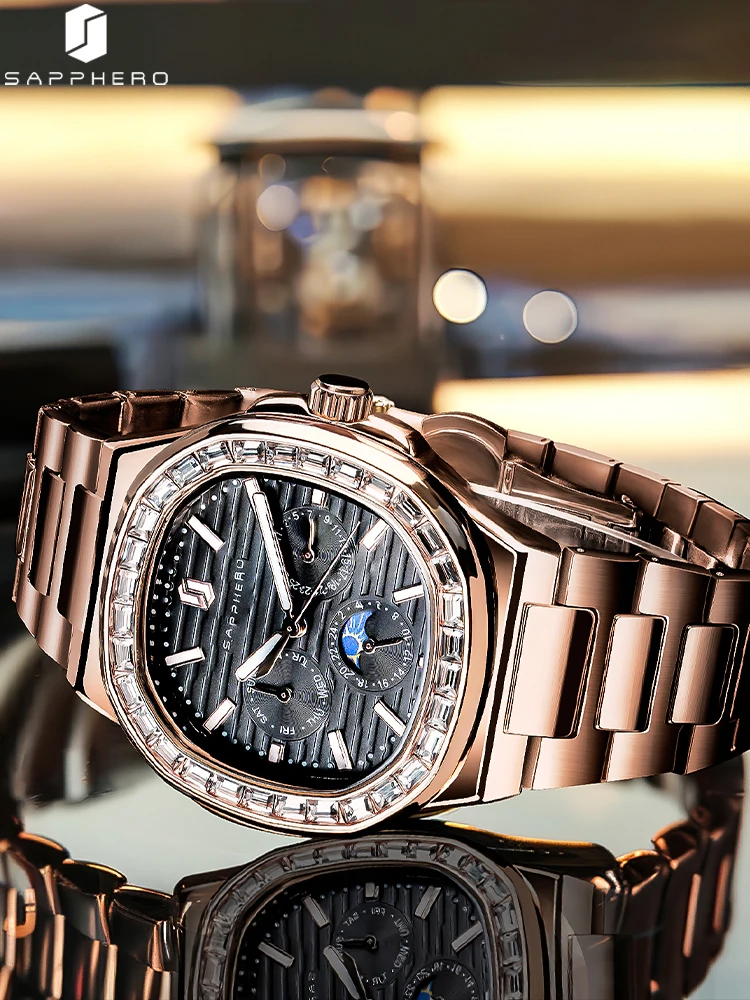 Quarzwerk Silber Sapphero Uhren Armbanduhr Edelstahl Armband FÃ¼r