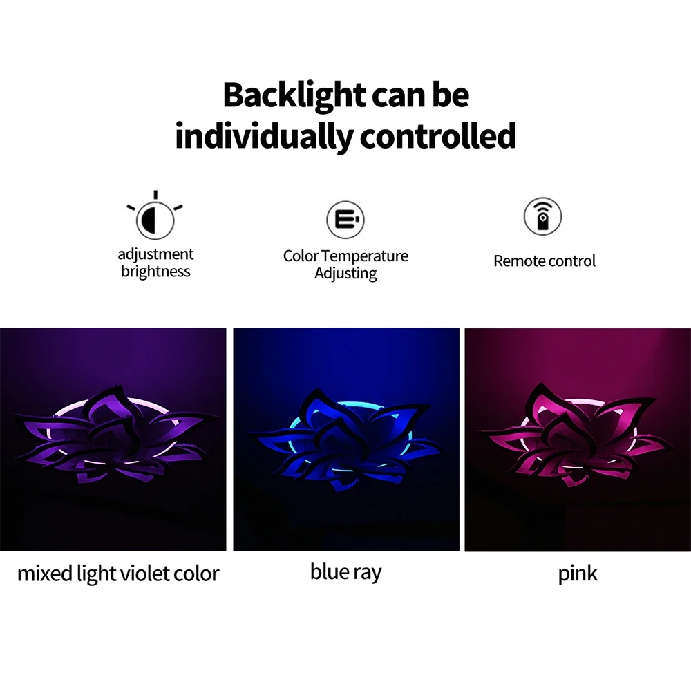 Led Ceiling Chandelier Flower Light With Separate Control Backlight Home Decor Bedroom Living Dining Room Kitchen Lamps