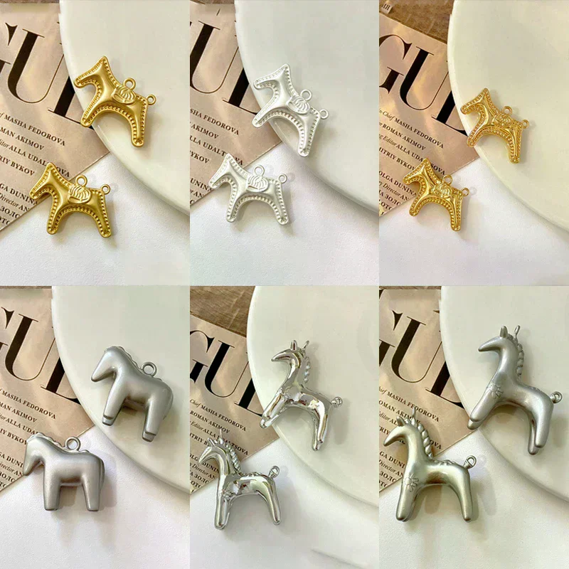 1Pcs Cute Gold Silver Color Horse Charms Pendants For Jewelry Making Necklace Earrings Bracelet DIY Accessories Supplies